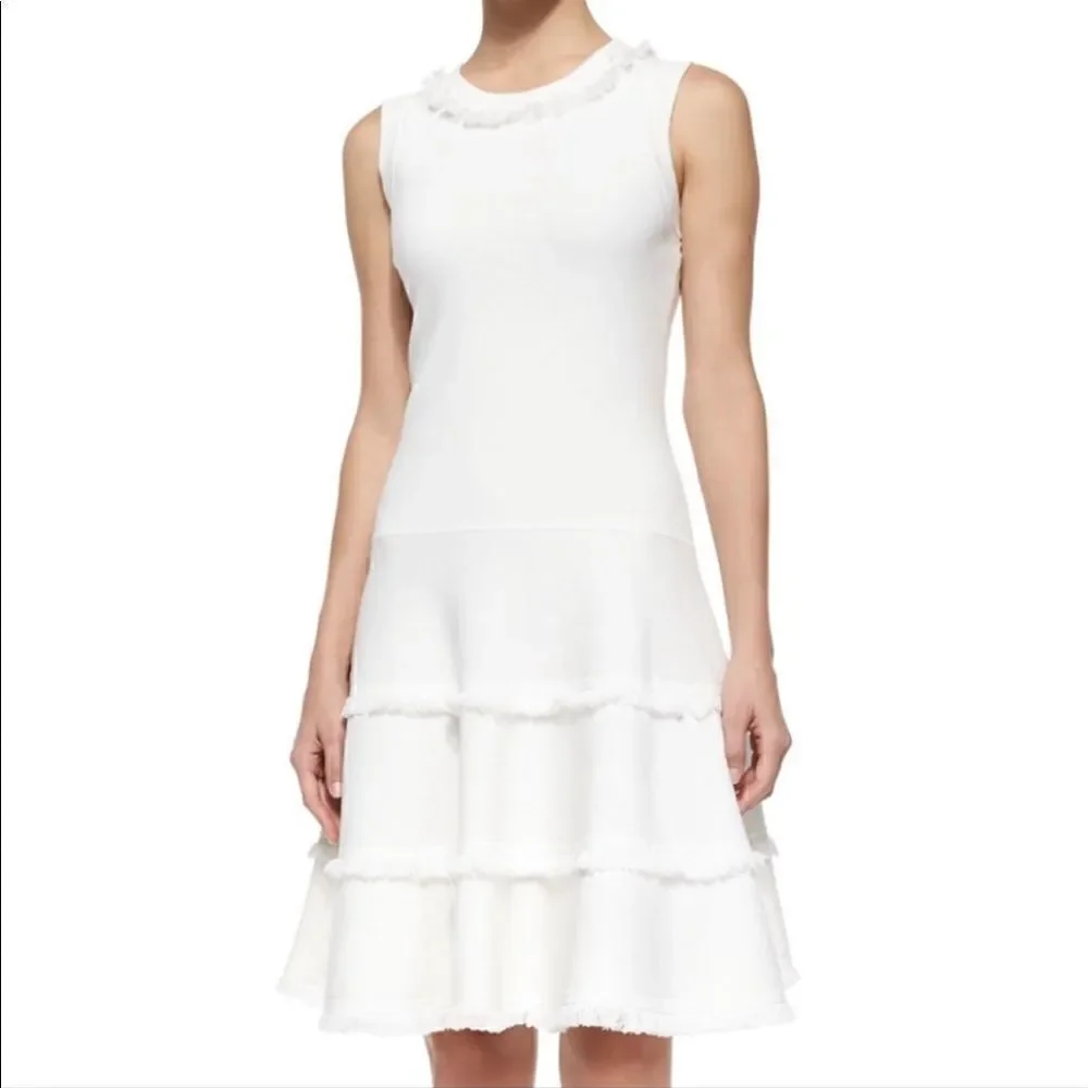 Kate Spade New York Bone White Fringe Trim Dress
